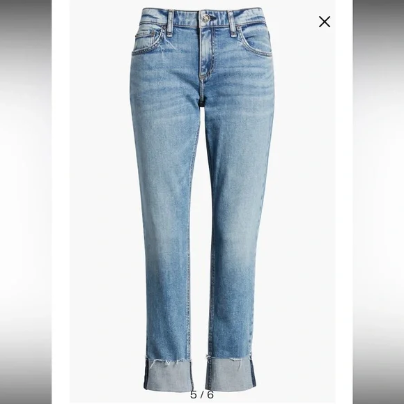 Rag & Bone Dre Slim Boyfriend Jeans Raw Hem Cuffed Mid rise Low Rise Dora 29 - Picture 3 of 16